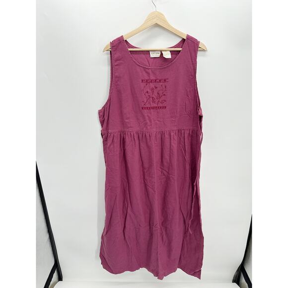 Erika Collection Maxi Linen Blend Dress Women XL Lagenlook Homestead Country - Picture 1 of 6